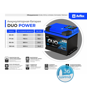 Аккумуляторы АКТЕХ Duo power 780A Asia